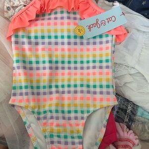 Cat & Jack Multicolor Plaid Kids Swim One Piece